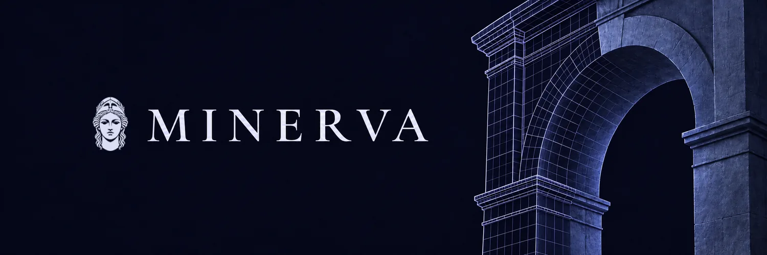 Minerva, under a stone arch