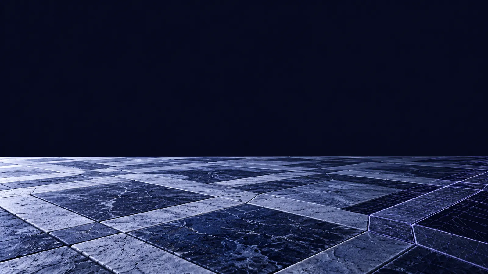 A marble floor under grid lines